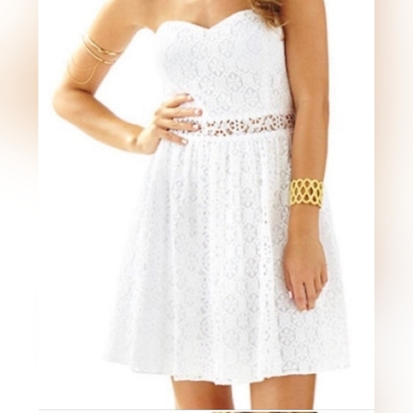 Lilly Pulitzer Brett Dress..White lace strapless dress. New with tags! - Picture 11 of 16